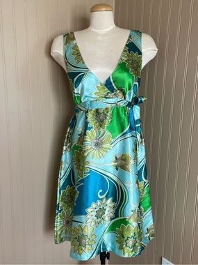 Y2K Vintage Derek Heart Satin Babydoll Midi Dress Size Large